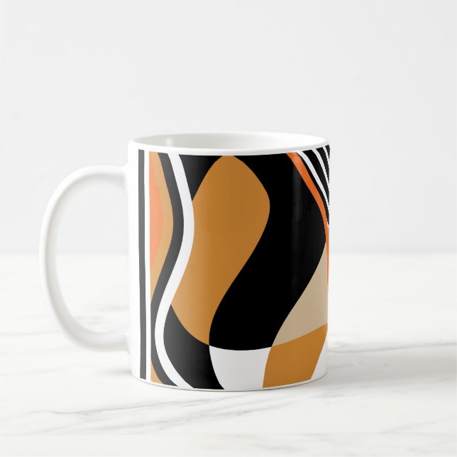 Caneca De Café onda abstrato: padrão preto vintage (Esquerda)