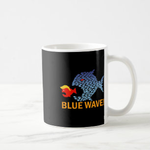 Caneca De Café Onda Azul 2024 Engraçado Peixe Grande Come Peixe P
