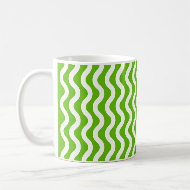 Caneca De Café Onda branca verde simples, de 11 oz. Coffee Tea Mu (Esquerda)