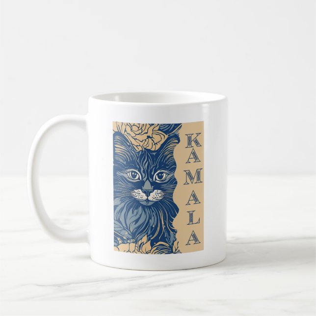 Caneca De Café Onda De Gatos Azuis Para Kamala (Esquerda)