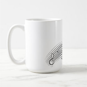 Caneca De Café Onda de nota musical, clipart de linha preta