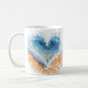 Caneca De Café Onda do Coração em uma Praia