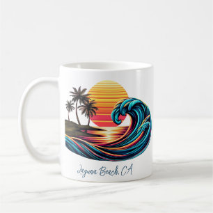 Caneca De Café Onda do Surf Retroativo Sunset