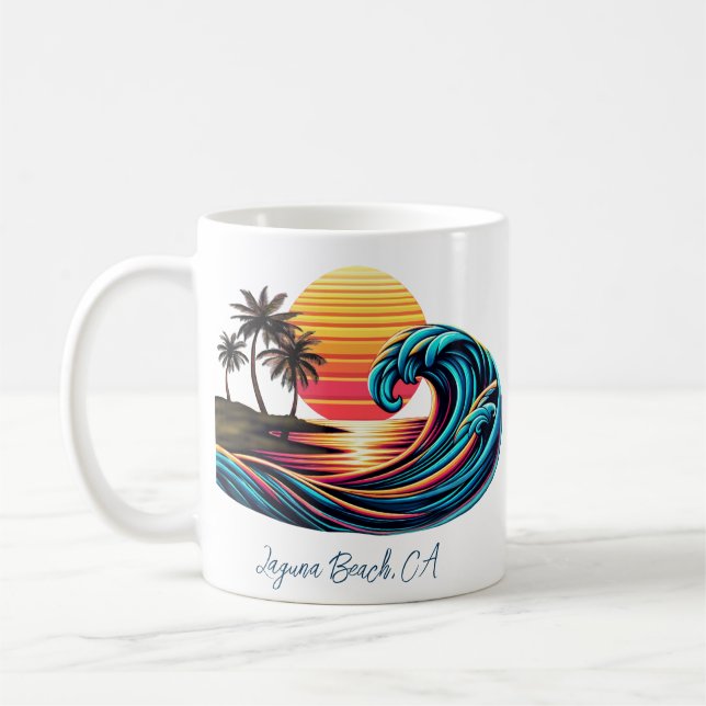 Caneca De Café Onda do Surf Retroativo Sunset (Esquerda)