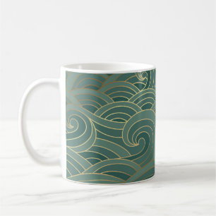 Caneca De Café Onda Dourada: Tradicional Luxo Oriental