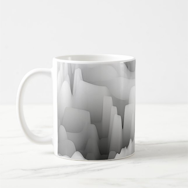 Caneca De Café onda fractal abstrato de arte turva monocromática (Esquerda)