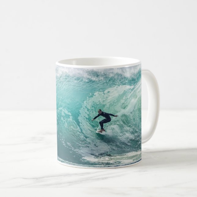 Caneca De Café Onda, Surfista, Paisagem Linda (Frente Esquerda)
