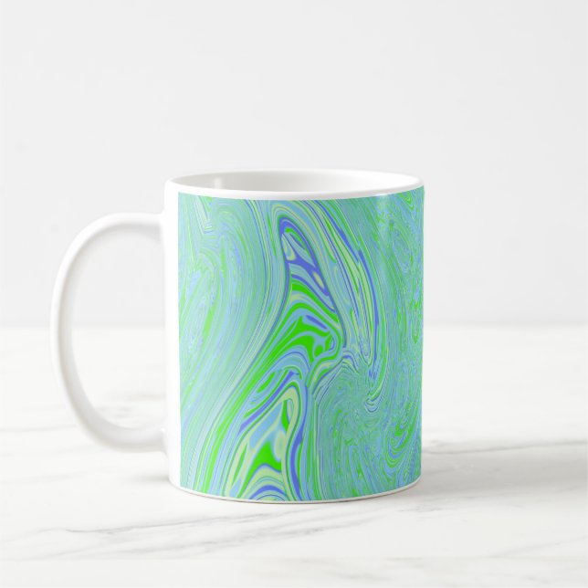 Caneca De Café Onda Verde Azul Amoba (Esquerda)