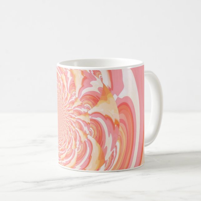 Caneca De Café Ondas Abstratas de Pêssego e Coral (Frente Esquerda)