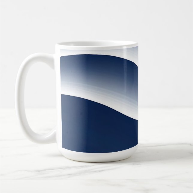 Caneca De Café Ondas Abstratas do Oceano Azul-Navy (Esquerda)