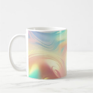 Caneca De Café Ondas abstratas rosa azul amarelo da moda
