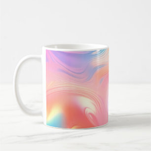 Caneca De Café Ondas abstratas rosa azul amarelo neon na moda