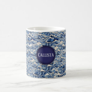 Caneca De Café Ondas Azuis
