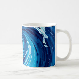 Caneca De Café Ondas Azuis Abstratas