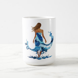 Caneca De Café Ondas Azuis Garota do Oceano