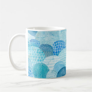 Caneca De Café Ondas, baleia, textura azul infantil