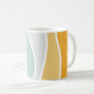 Caneca De Café Ondas coloridas do estilo retrô de verão