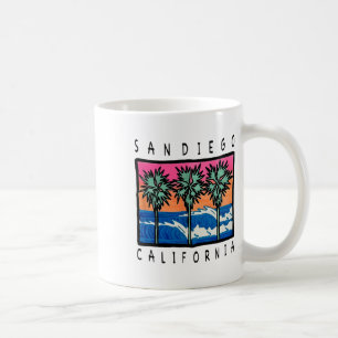 Caneca De Café Ondas da Praia de San Diego Gráfico de Surf Vintag