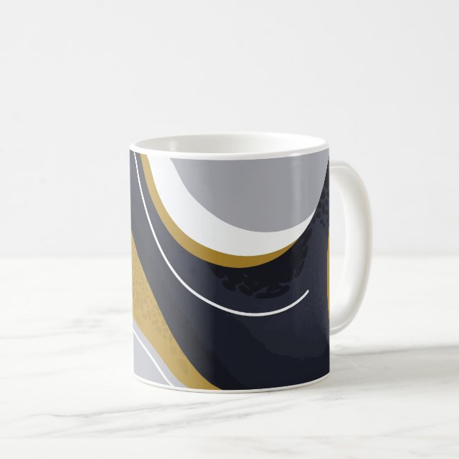 Caneca De Café Ondas de abstrato em tons neutros (Frente Esquerda)