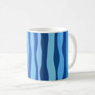 Caneca De Café Ondas de Azul Ciano Azul Naval Cobalto Azul Céu