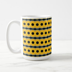 Caneca De Café Ondas de bolhas amarelas e pretas