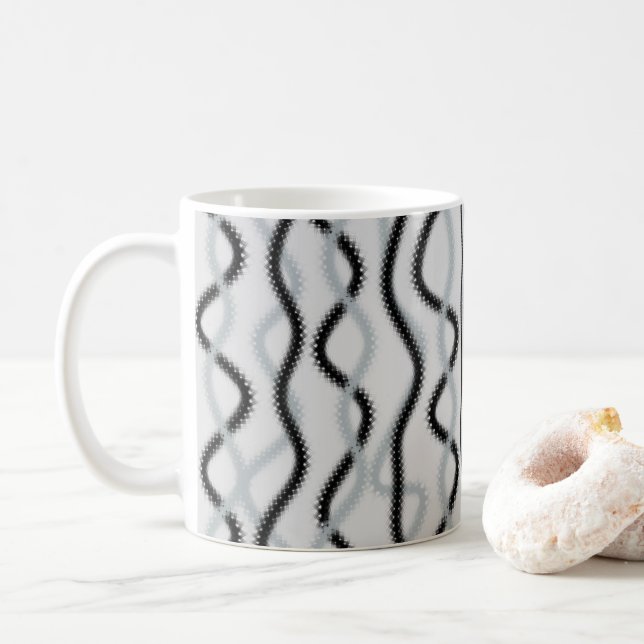Caneca De Café Ondas de cinza e preto (Com Donut)