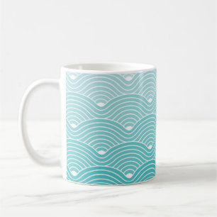 Caneca De Café Ondas de Curva: Padrão Geométrico de Vintage