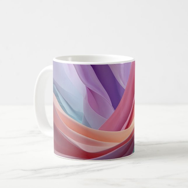 Caneca De Café Ondas de Tecido Pastel Abstrato (Frente Esquerda)