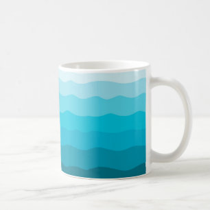 Caneca De Café Ondas do Aqua, impressão azul do mar, ondinhas do