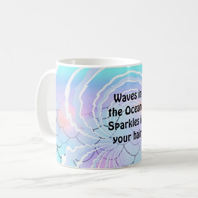 Caneca De Café Ondas do Oceano Cabelo Brilha (Frente Esquerda)