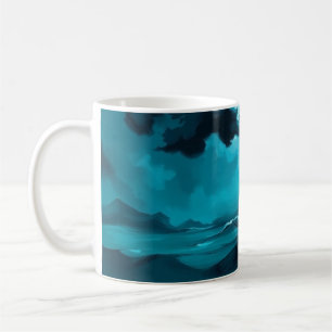 Caneca De Café Ondas do Oceano Temperamentais Sob Céu Tempestuoso