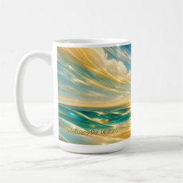 Caneca De Café Ondas do Oceano Turquesa Dourado Pôr do Sol