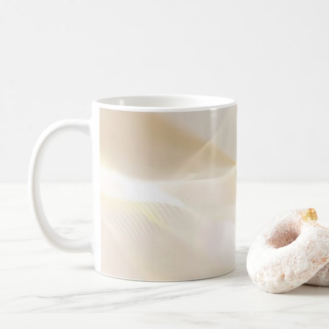 Caneca De Café Ondas Douradas abstrato em branco (Com Donut)