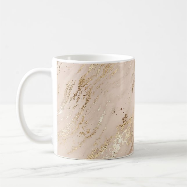 Caneca De Café Ondas Douradas: Abstrato Marble (Esquerda)