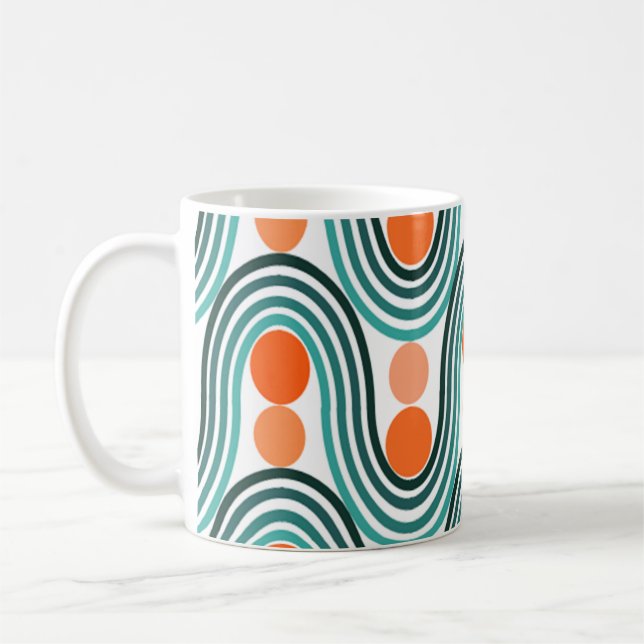Caneca De Café Ondas e Círculos Modernos do Século médio (Esquerda)
