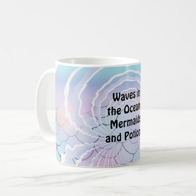 Caneca De Café Ondas e Ditados de Sereias (Frente Esquerda)