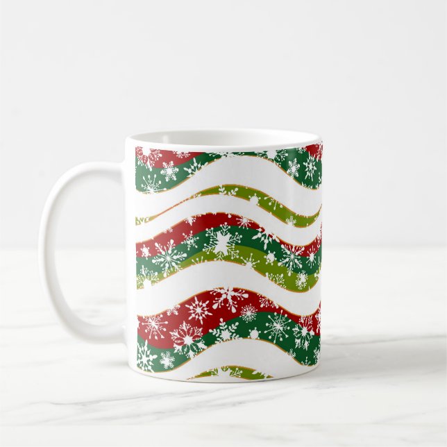 Caneca De Café Ondas e flocos de neve de Natal  (Esquerda)