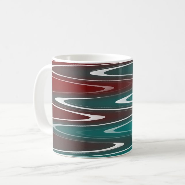 Caneca De Café Ondas em branco (Frente Esquerda)