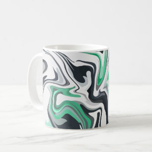 Caneca De Café Ondas Emerald em Arte Fluida Abstrato