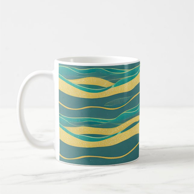 Caneca De Café Ondas Fracionadas de Capa de abstrato 20 (Esquerda)