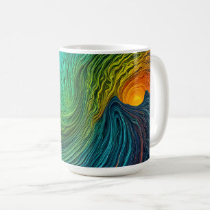 Caneca De Café Ondas Fractais de Abstrato de "Desaparecimento do