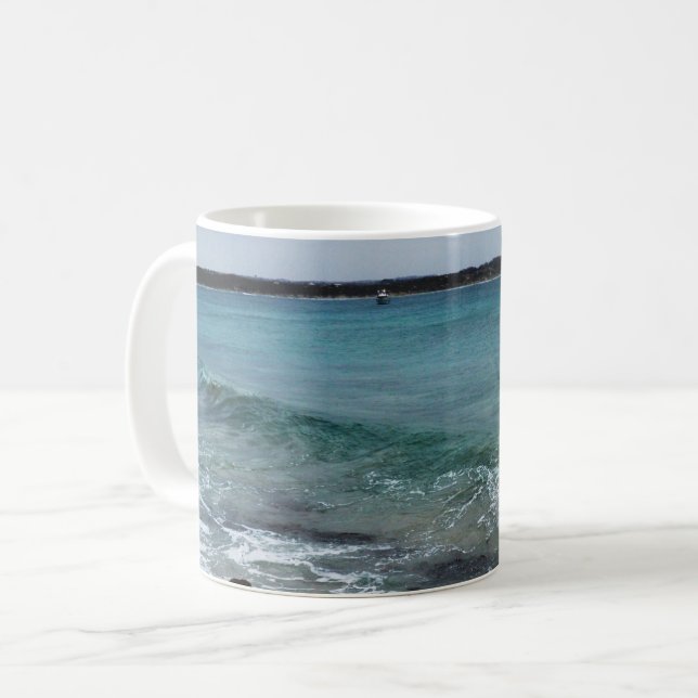 Caneca De Café Ondas No Oceano, (Frente Esquerda)