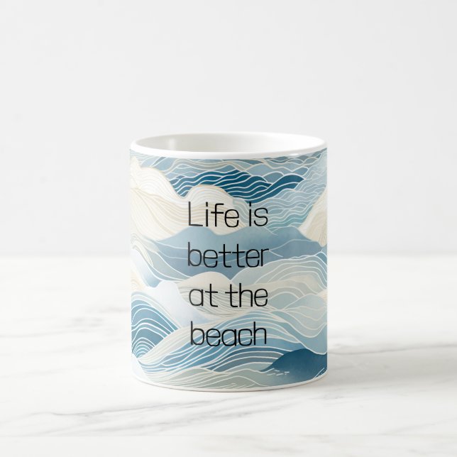 Caneca De Café Ondas Oceânicas De Areia Do Mar Azul (Centro)