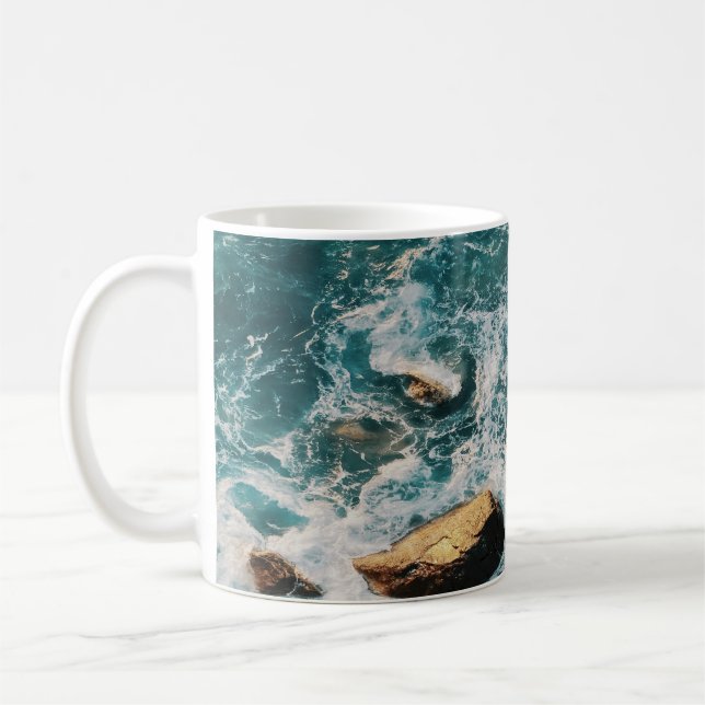 Caneca De Café Ondas Oceânicas, Engraçado (Esquerda)
