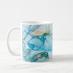 Caneca De Café Ondas oceânicas ouros. Imagem brilhante e rica de 
