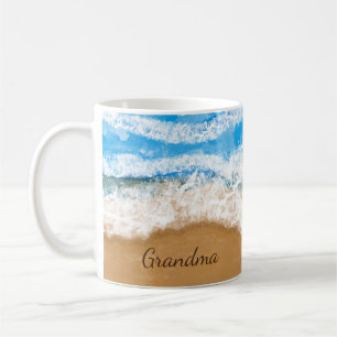 Caneca De Café Ondas personalizadas do oceano caindo em Sandy Bea