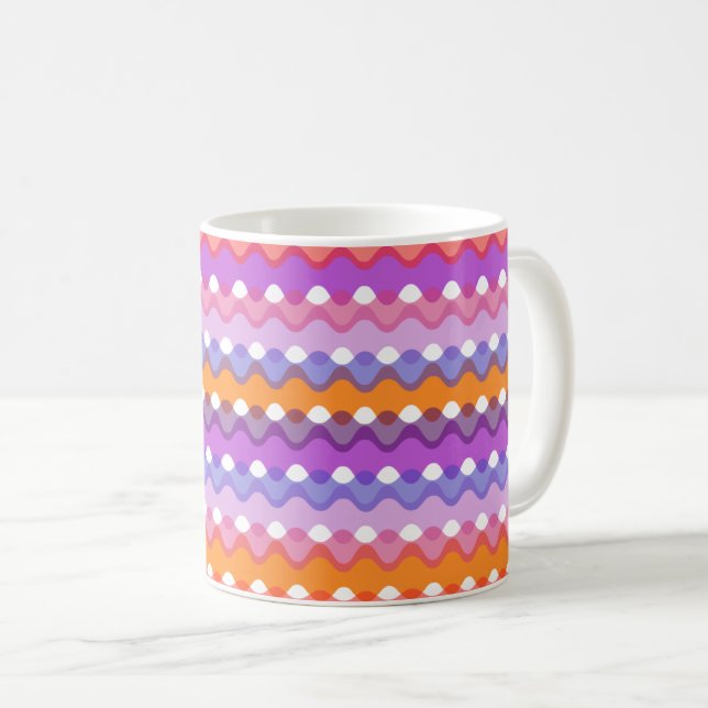 Caneca De Café Ondas Retro (Frente Esquerda)