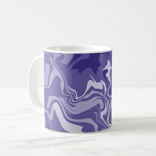 Caneca De Café Ondas Serenas de Roxo em Harmonia Abstrata (Frente Esquerda)