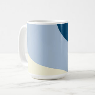 Caneca De Café Ondas Simples - Azul Escuro, Azul Claro e Creme