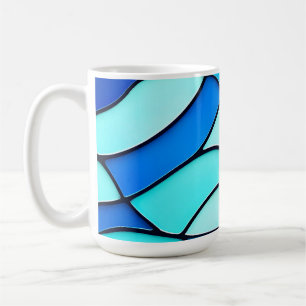 Caneca De Café Ondas Teais de Vidro
